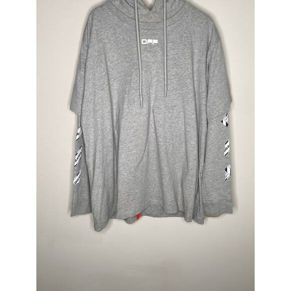 Off White 2013 Airport Tape Double Layered Tee Sweatshirt Melange Gray White L - Picture 4 of 15